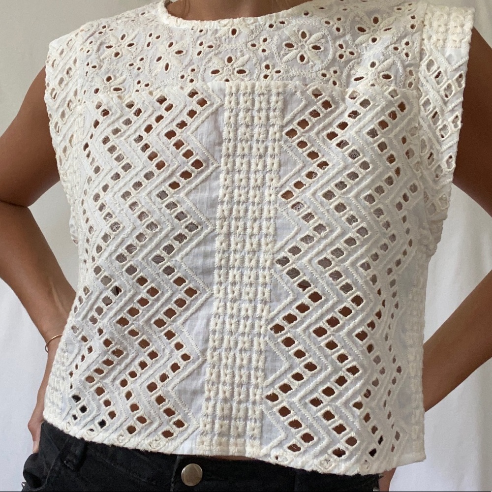 ZARA TRF embroidered cut out top